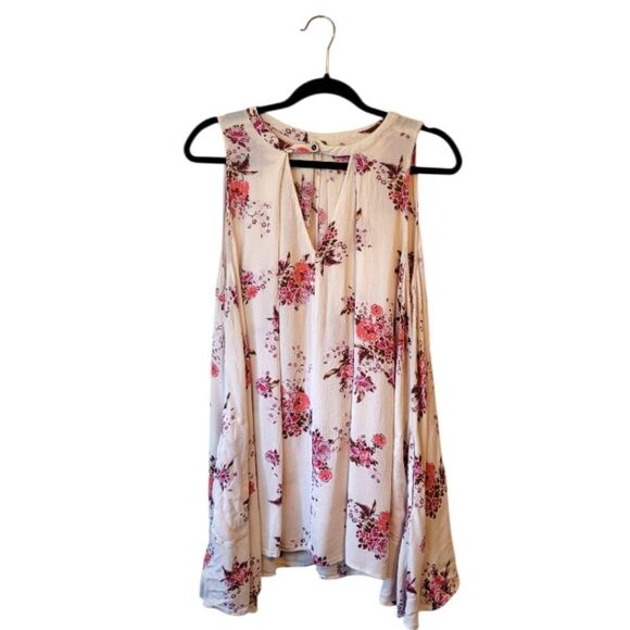 Free People Women's Cream And Pink Tree Swinger Tunic Size S - Picture 1 of 6